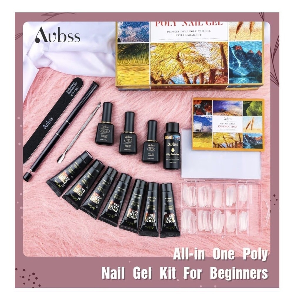 Poly Gel Nail Kit, Aubss 7 Colors Poly Nails Extension Gel Kit with 0.5Oz Clear - Picture 2 of 14